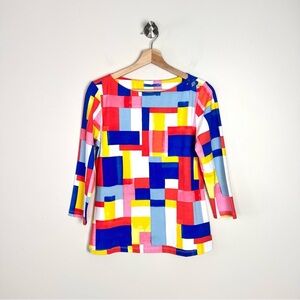 J. McLaughlin Wavesong Abstract Tile Knit Top